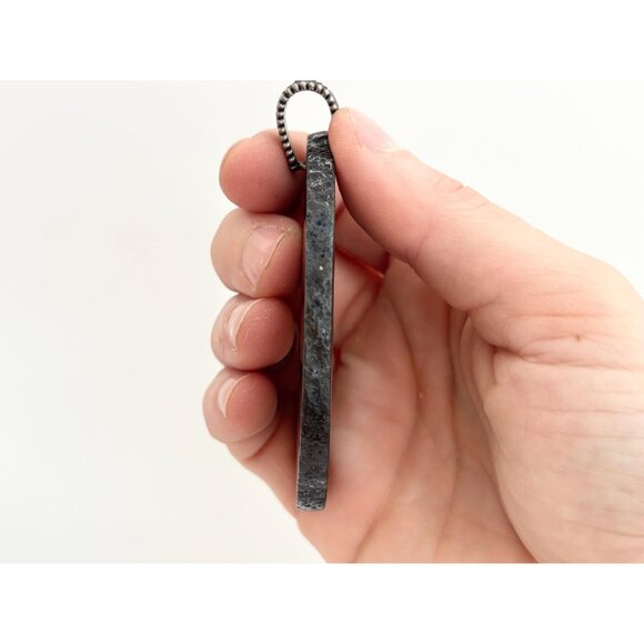 Rich Brown Sliced Agate Geode Crystal Freeform Silver Toned Vintage Pendant - Picture 6 of 13